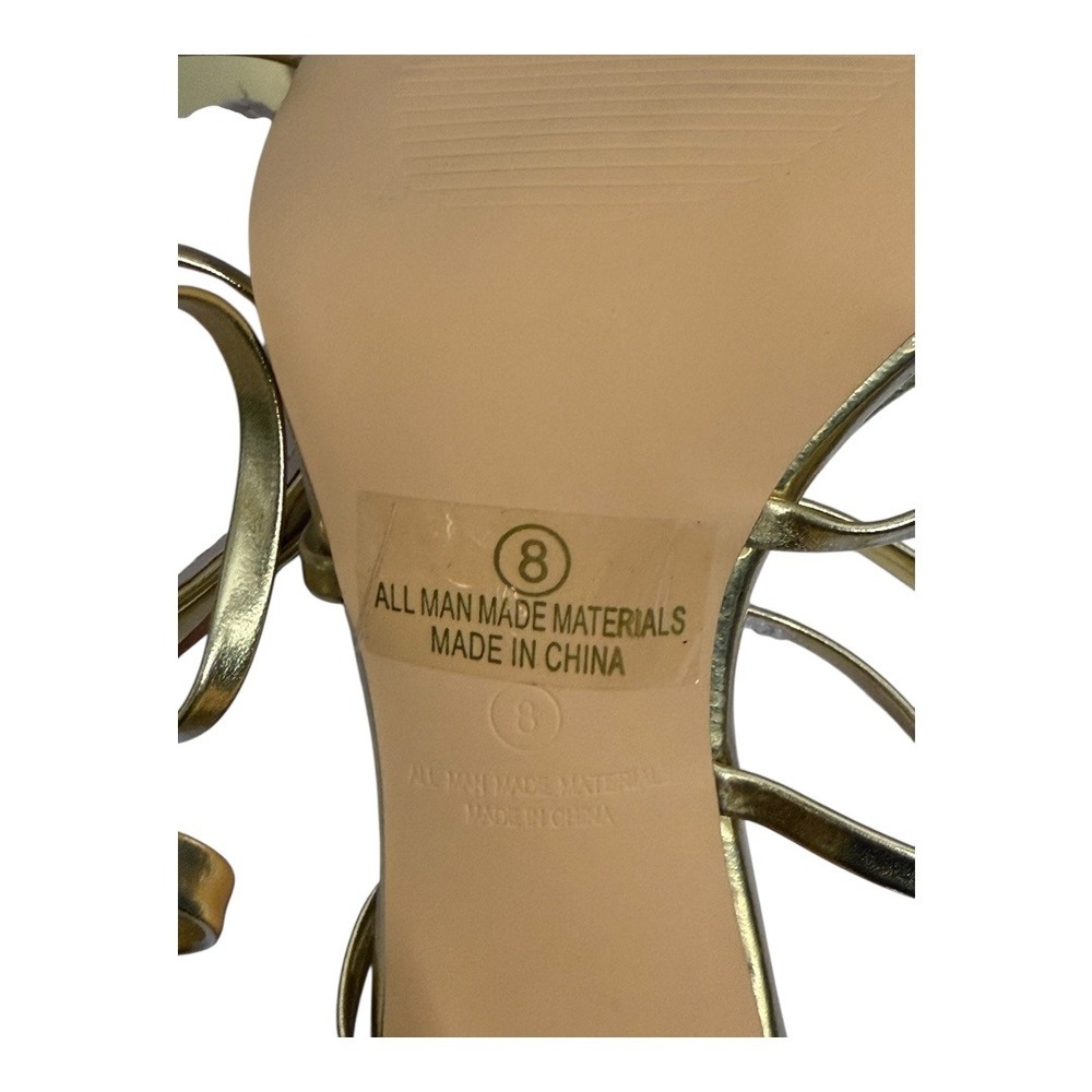 Lulus Sanga Metallic Gold Strappy Heels 8 NIB‎ - Picture 8 of 11